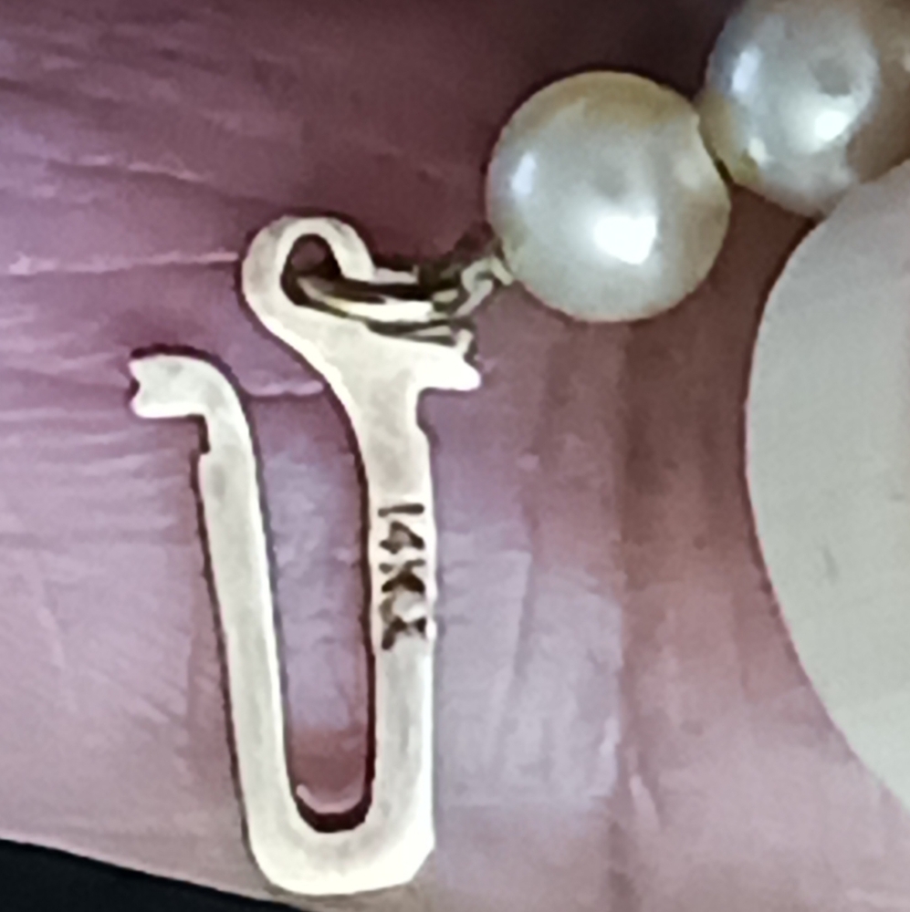 Vintage 14k Marked Clasp Hook On Broken Faux Pearl Strand. 21in